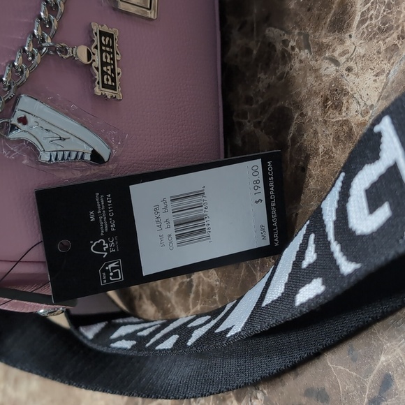Karl Lagerfeld Pink Crossbody Bag with Silver Accents - Picture 3 of 8